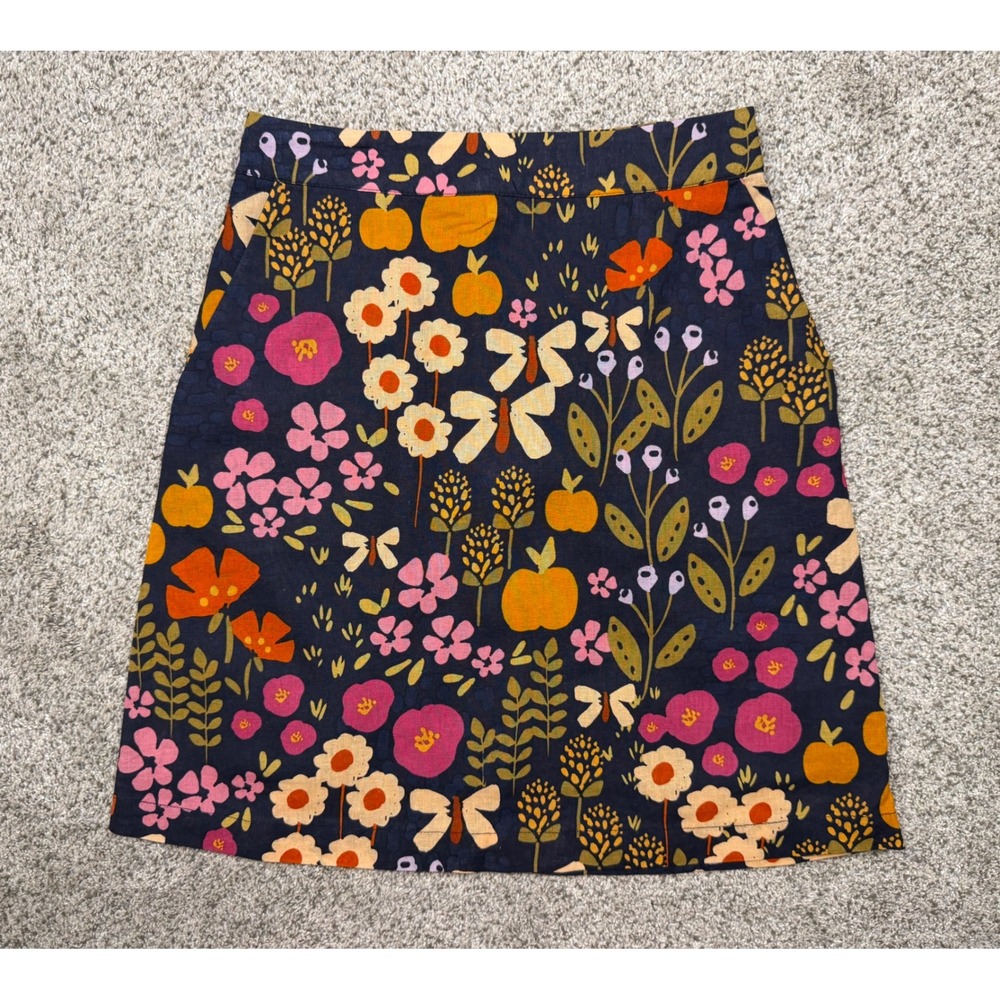 Princess Highway Skirt Size 8 Navy Floral Butterfly Linen Cotton Mini